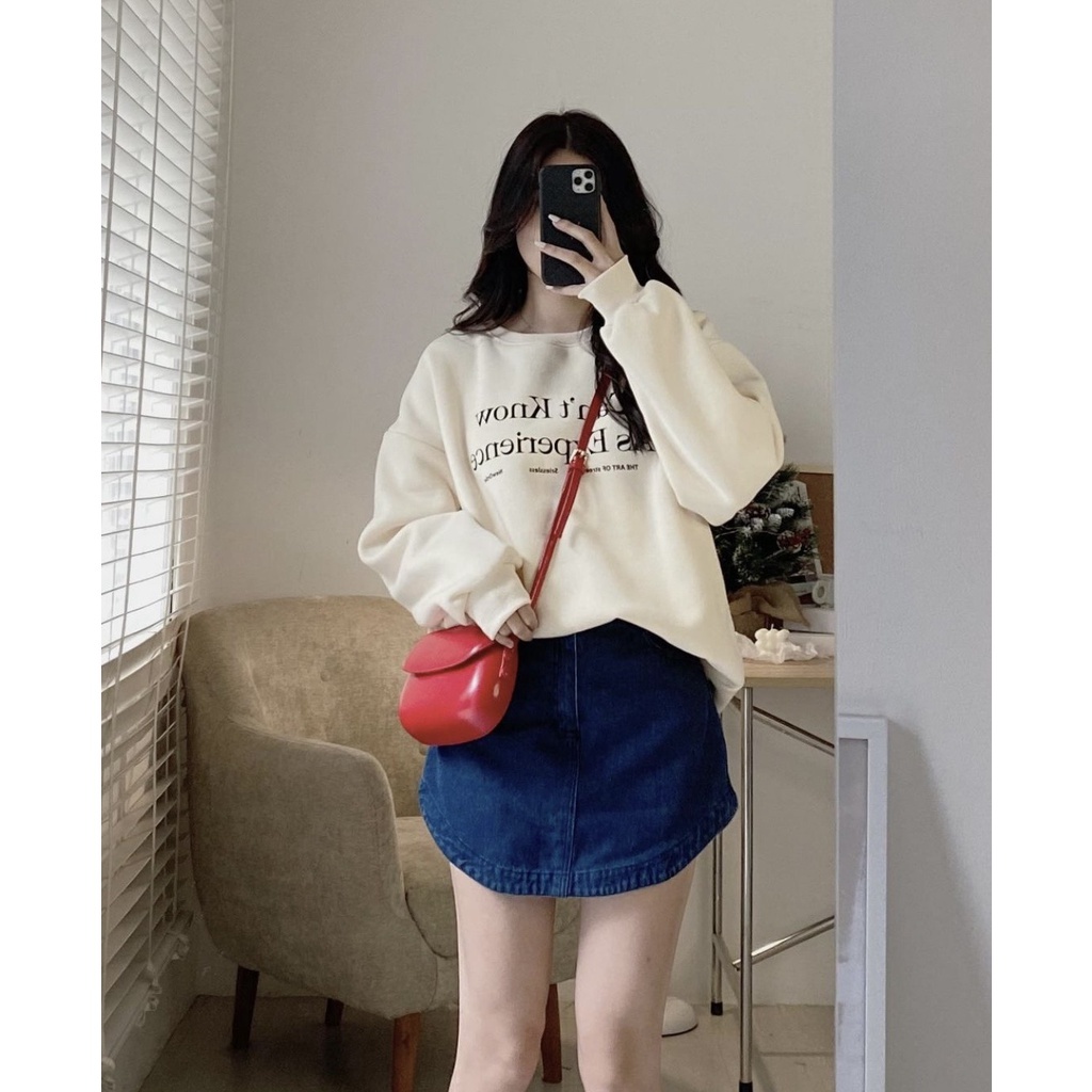 Áo sweater nỉ bông in chữ AO41