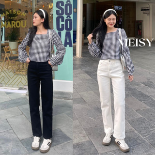 Quần jean bò ống đứng suông co giãn phong cách Ulazzang Meisy
