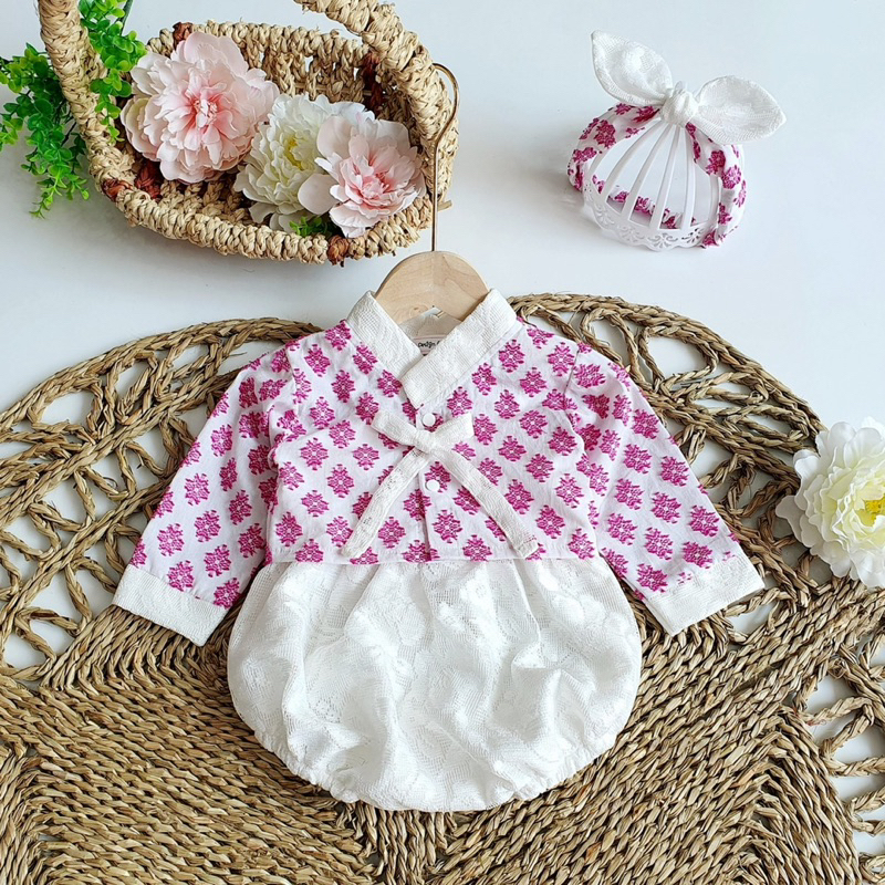 Body Hanbok Dài Tay 𝐍𝐇𝐈́𝐌 𝐗𝐔̀ 𝐊𝐈𝐃𝐒 Cho Bé Gái Sơ Sinh, Đầy Tháng, Thôi Nôi, Sinh Nhật B046