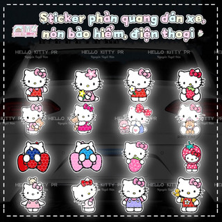 Sticker phản quang dán nón bảo hiểm, dán xe, điện thoại Hello Kitty