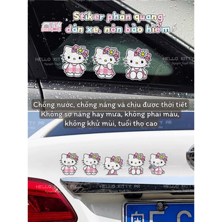 Sticker phản quang dán xe, nón bảo hiểm Hello Kitty