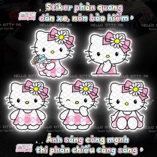 Sticker phản quang dán xe, nón bảo hiểm Hello Kitty