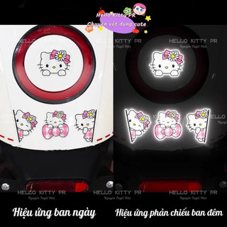 Sticker phản quang dán xe, nón bảo hiểm Hello Kitty