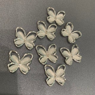 Charm bướm đá nail viền kim loại phụ kiện trang trí móng
