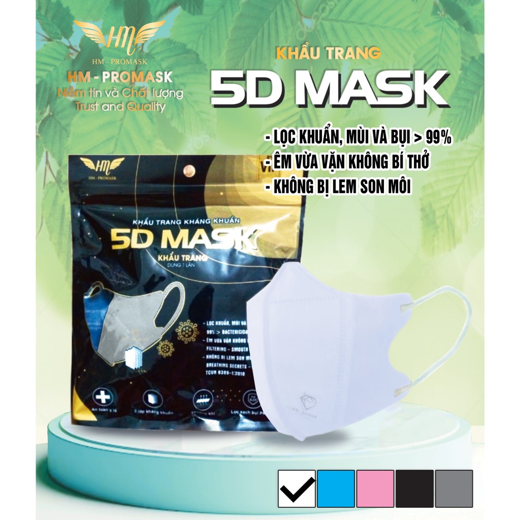 Khẩu trang 5D Hoàng Minh Mask 3 lớp kháng khuẩn chính hãg côngty