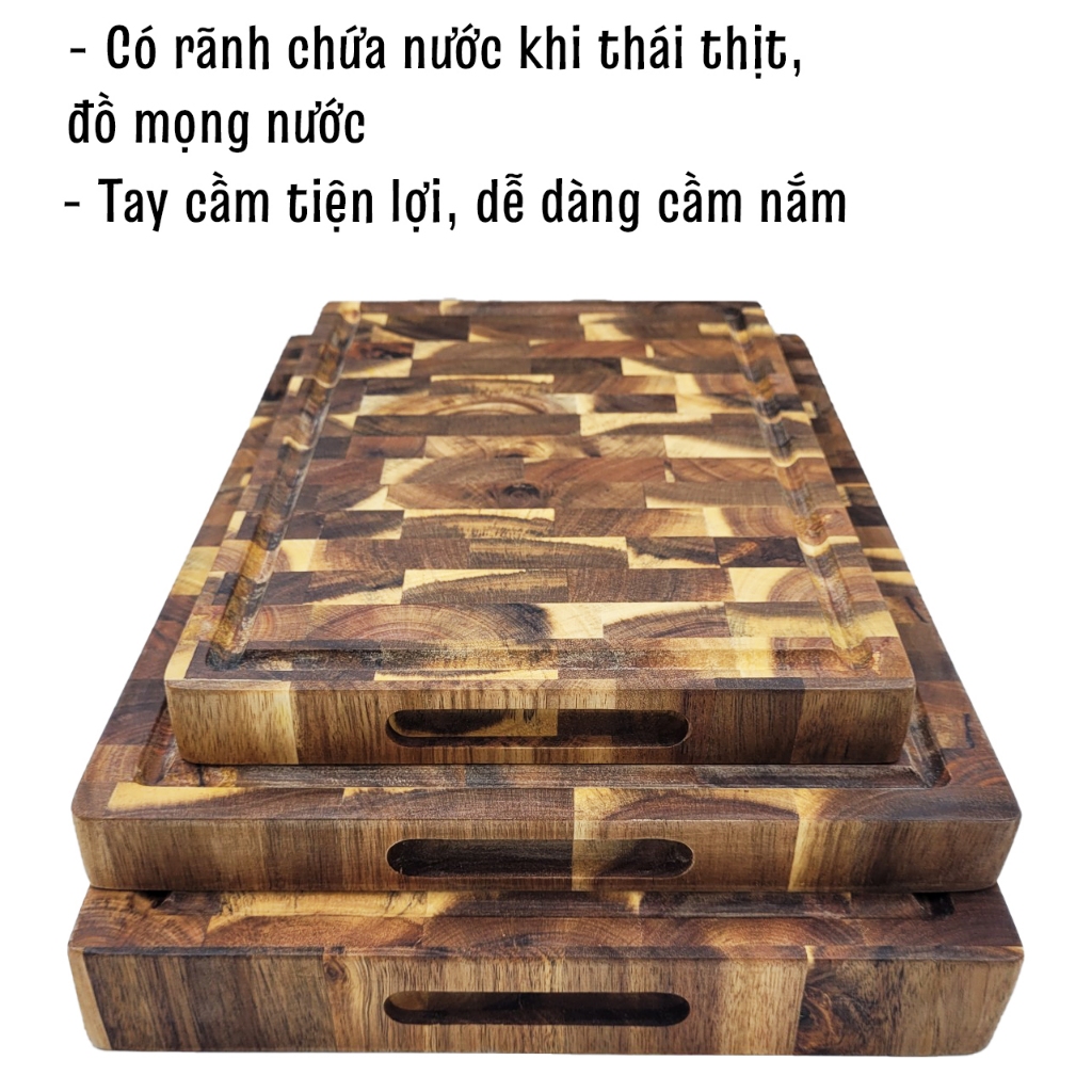 Thớt gỗ teak cao cấp Tre Làng chuyên cắt thái băm chặt cho gia đình, nhà hàng