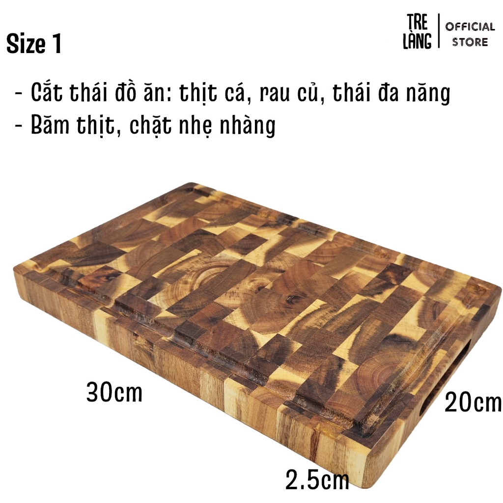 Thớt gỗ teak cao cấp Tre Làng chuyên cắt thái băm chặt cho gia đình, nhà hàng