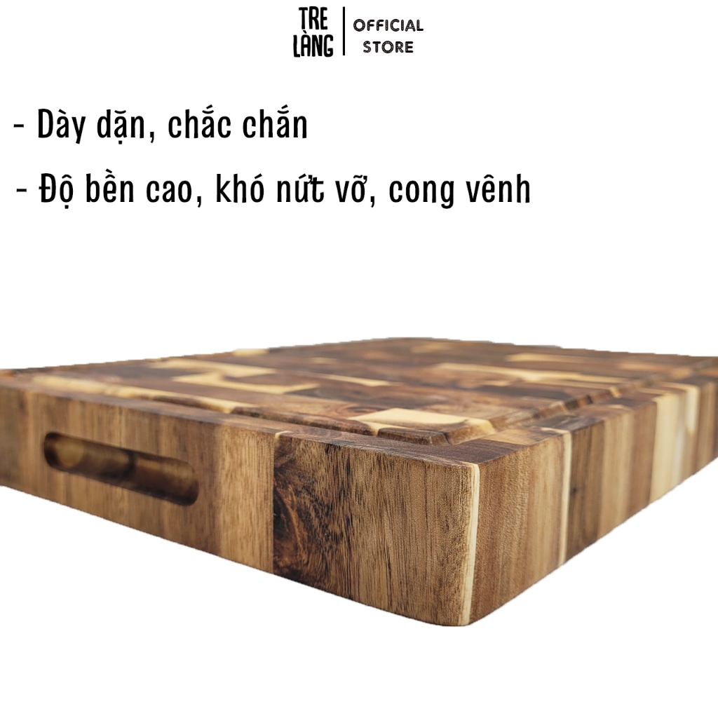 Thớt gỗ teak cao cấp Tre Làng chuyên cắt thái băm chặt cho gia đình, nhà hàng