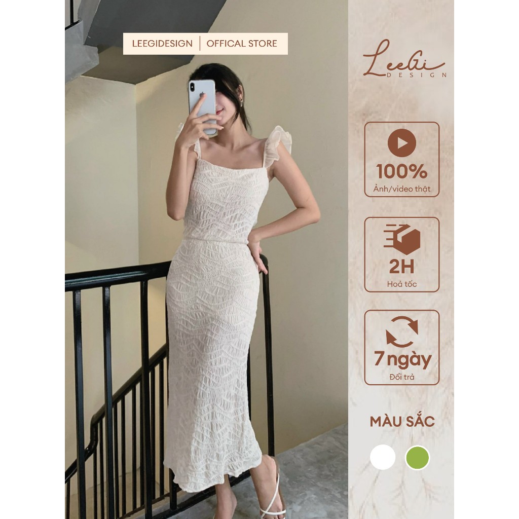 Đầm váy hai dây trễ vai thun gân tôn dáng LeeGi Design Min4845 Min4848