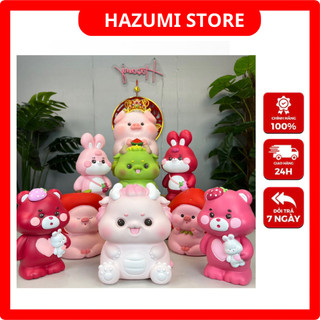 Ống heo tiết kiệm, heo nhựa tiết kiệm hoạt hình, rồng, thỏ, gấu dâu… chống bể cho bé tiết kiệm tiền, để bàn học