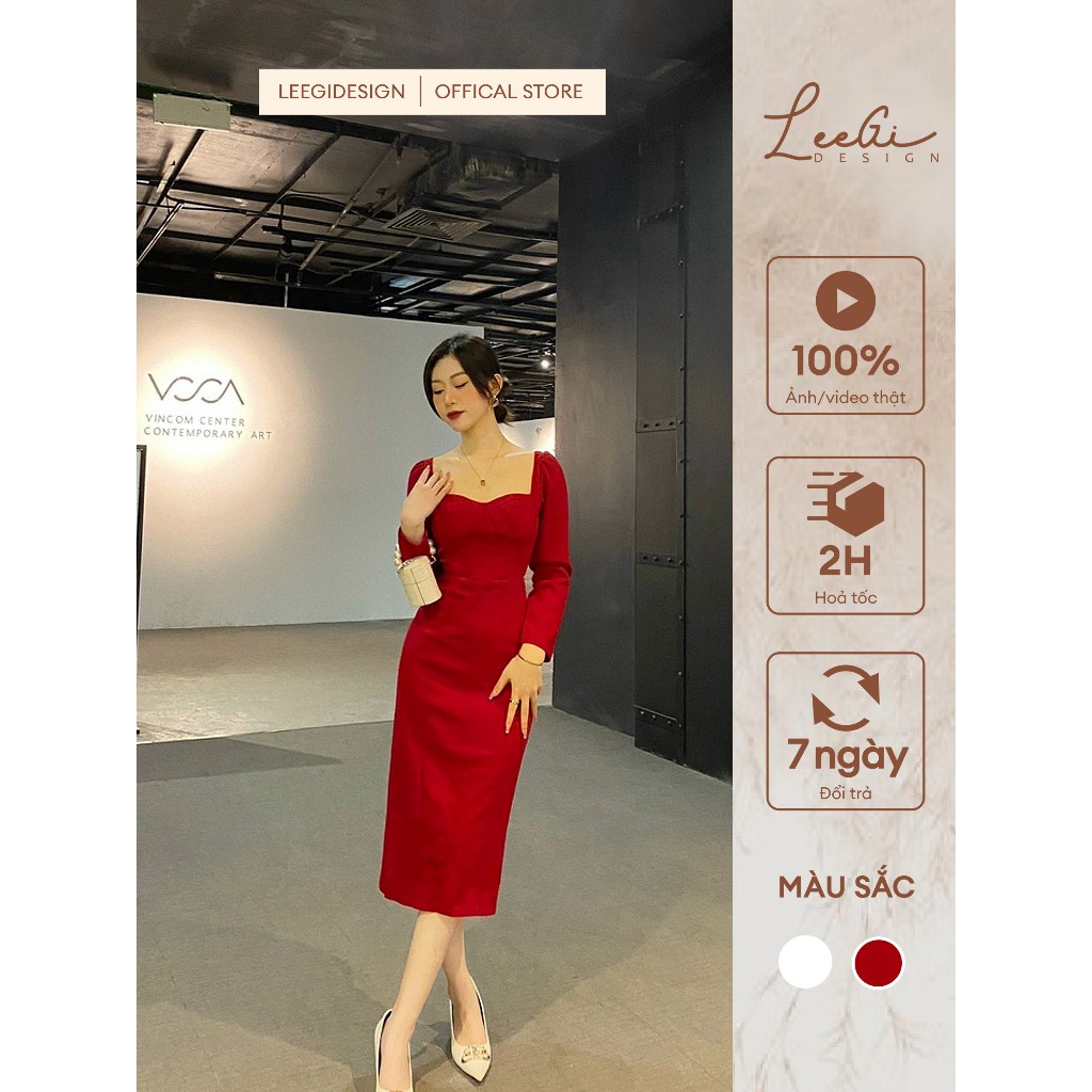 Váy body manggo cổ vuông LeeGi Design phong cách thanh lịch