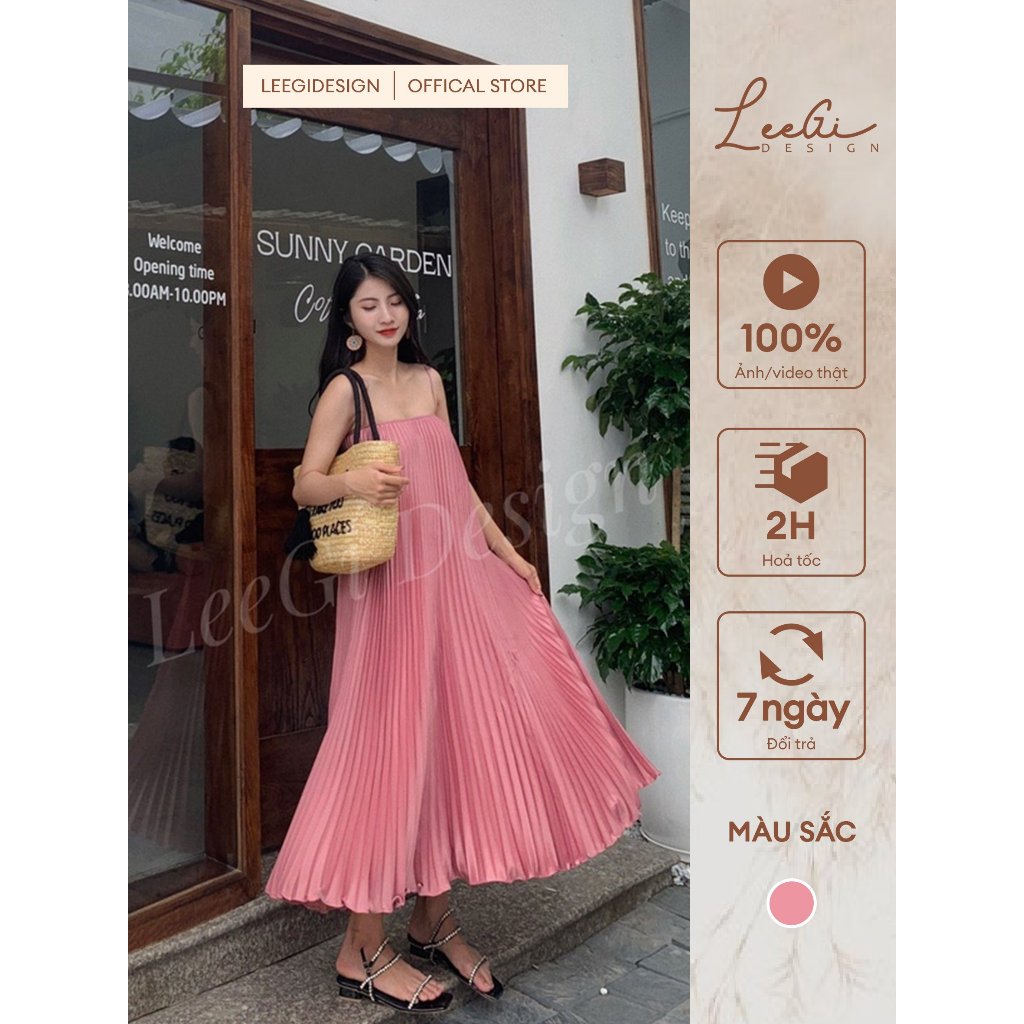 Đầm lụa suông xoè quạt LeeGi Design