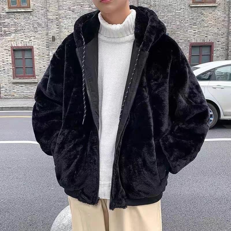 Áo Khoác Lông Thỏ Mềm Mượt Chất Liệu Lông Mịn Dày Dặn Form Dáng Rộng Unisex Nam Nữ Thời Trang Hàn Quốc Cực Hottrend 2023