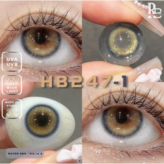 Kính Áp Tròng RUBYEYES Màu Nâu Tây Viền Xanh HB247-1, Lens Màu Nâu Tây Tặng Khay Dụng Cụ BST BEARLENS