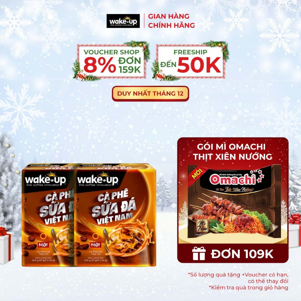 Combo 2 Cà phê hòa tan Wake Up Sữa Đá Việt Nam - Hộp 10 gói x 24g
