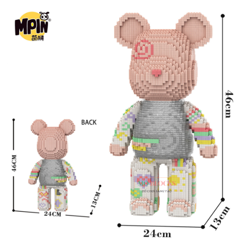 Lego Thỏ  Bearbrick 55cm hãng Minpin . Mô hình lắp ráp lego Thỏ MOMO 55cm decor trang trí  - Muối Blocks