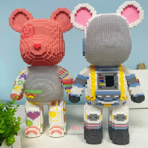 Lego Thỏ  Bearbrick 55cm hãng Minpin . Mô hình lắp ráp lego Thỏ MOMO 55cm decor trang trí  - Muối Blocks