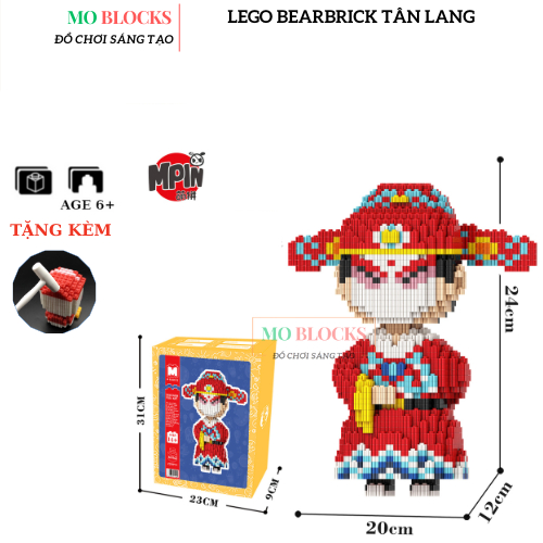 Lego Thỏ  Bearbrick 55cm hãng Minpin . Mô hình lắp ráp lego Thỏ MOMO 55cm decor trang trí  - Muối Blocks