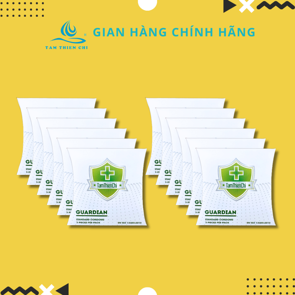 Bao cao su giá rẻ Tâm Thiện Chí Guardian mỏng trơn combo 36 cái (12 hộp 3 cái bỏ túi tiện lợi)