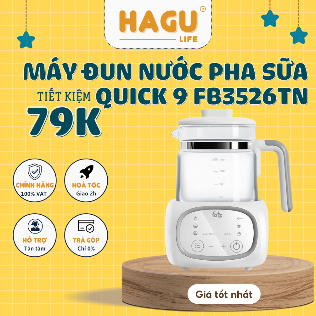 MÁY ĐUN NƯỚC VÀ HÂM NƯỚC PHA SỮA ĐIỆN TỬ FATZ BABY QUICK 9 FB3526TN