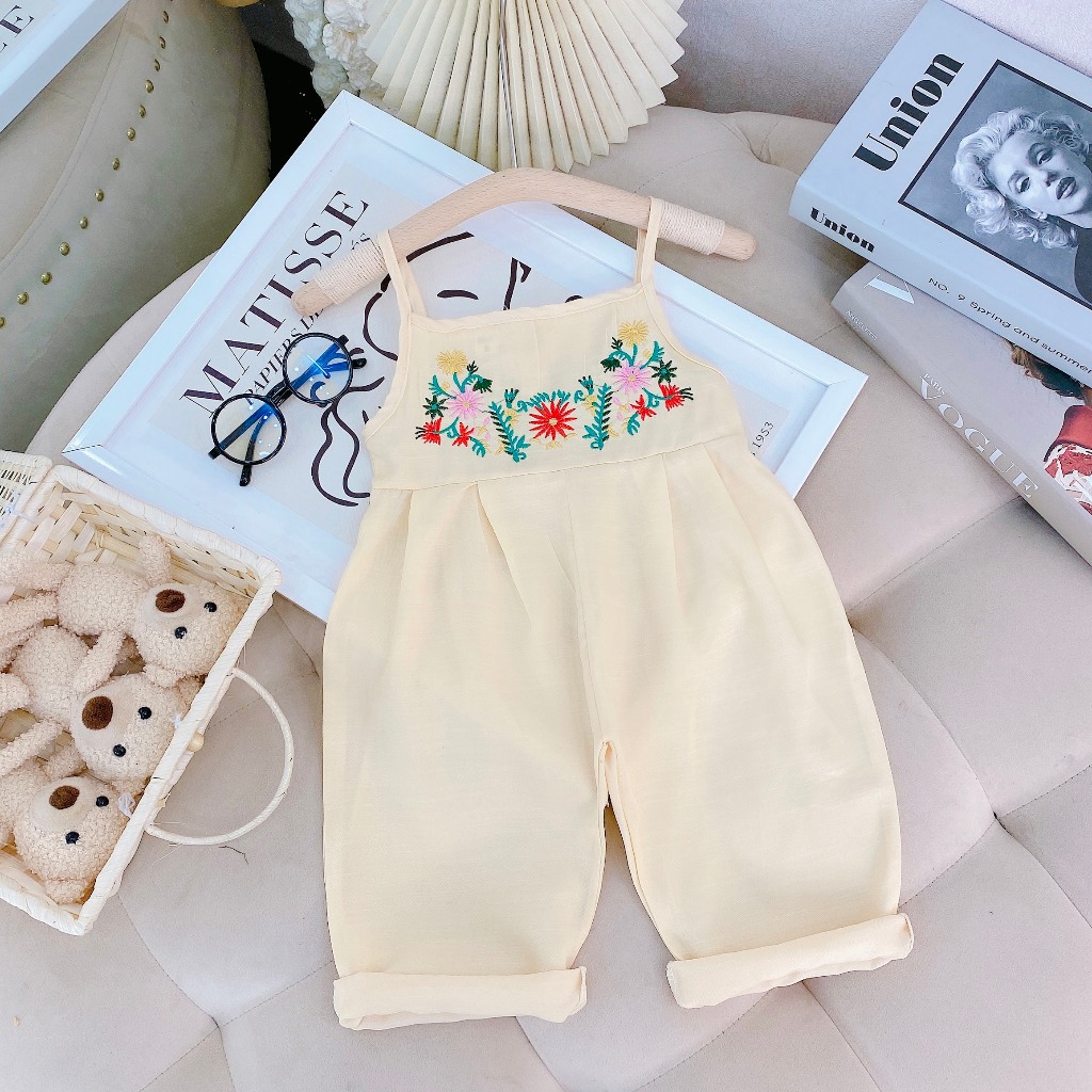 Bộ Jum cho bé gái 2 dây hoa thêu trước ngực hot trend năm nay