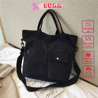  Túi tote nữ đựng sách vở unisex đi học đi chơi túi vải canvas khóa bấm thời trang cute giá rẻ SUKA TĐV060 