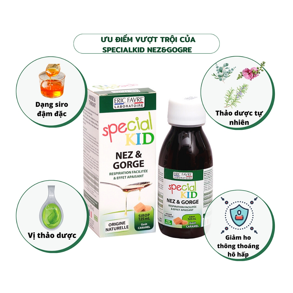 Siro Ho Cho Bé Special Kid Nez Gorge Giúp Giảm Ho, Viêm Họng, Viêm Phế Quản
