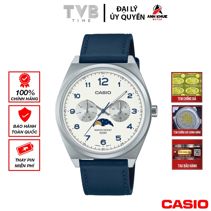 Đồng hồ nam dây da Casio chính hãng MTP-M300L-7AVDF (40mm)
