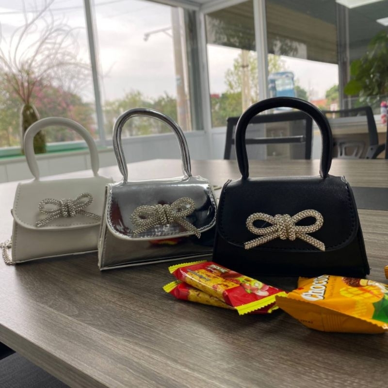 Túi xách nữ, túi đeo chéo thời trang công sở Hàn Quốc đeo chéo hot trend _ mni138 nơ 1quai cầmf tay