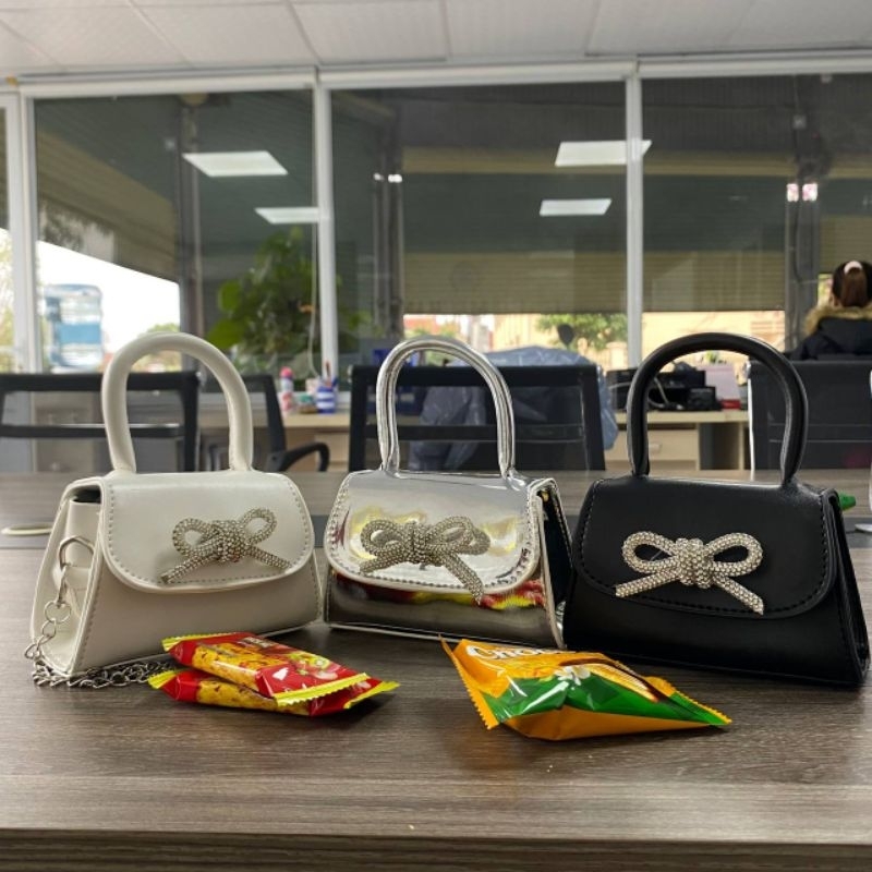 Túi xách nữ, túi đeo chéo thời trang công sở Hàn Quốc đeo chéo hot trend _ mni138 nơ 1quai cầmf tay