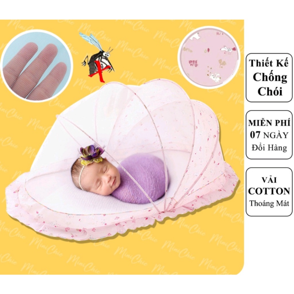 🌙CAO CẤP🌙 Mùng Chụp Thông Minh Cho Bé Chóng Chói Mắt, Mùng Xếp Gập Mở Tiện Lợi, Màn Chống Muỗi Cho Bé Sơ Sinh Siêu Bền
