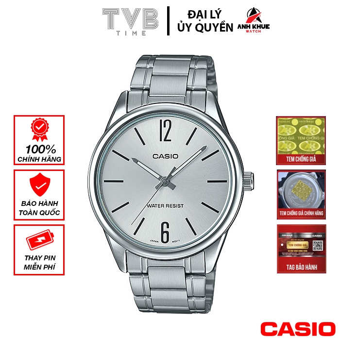 Đồng hồ nam dây kim loại Casio chính hãng MTP-V005D-7BUDF (40mm)