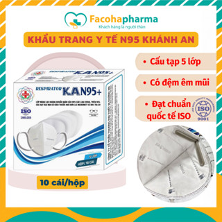 Khẩu trang y tế N95 chính hãng 5 lớp kháng khuẩn Khánh An KAN95 hộp 10 cái có mút đệm mũi êm chống mờ kính KAKAN95O