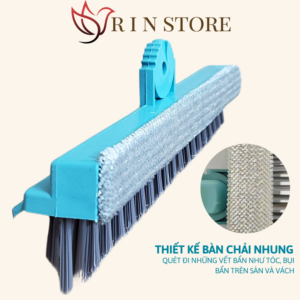 Cây Chà Sàn Nhà Tắm Thiết Kế Đầu Gạt Nước 3 Trong 1 Và Đầu Chổi Xoay 180 Độ Quét Mọi Góc Bẩn Lau Kính RIN