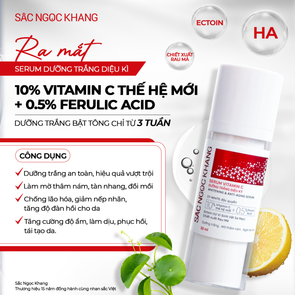 Bộ đôi cấp ẩm dưỡng trắng da Sắc Ngọc Khang 2 món [Serum 30ml + Kem dưỡng da ban đêm 30g]