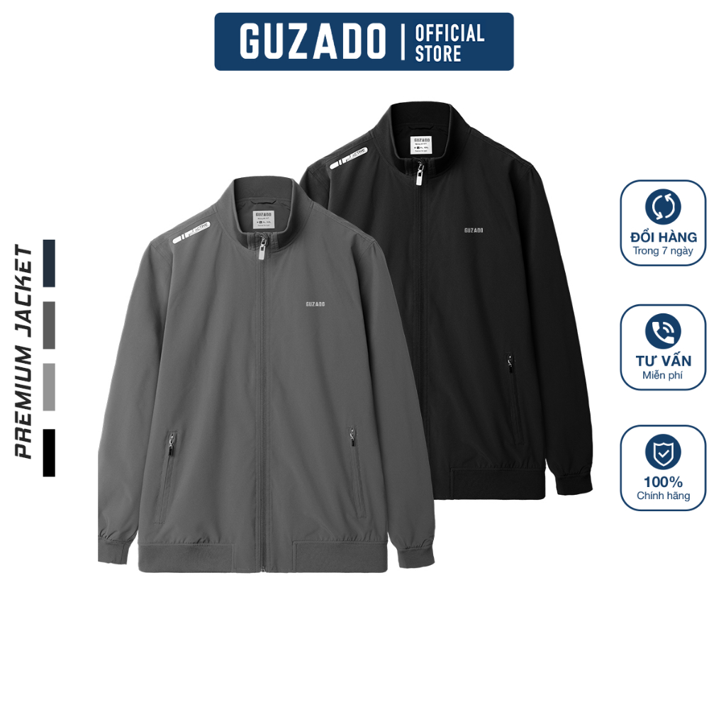 Áo Khoác Nam GUZADO Vải Dù Chống Gió Mẫu Jacket Bacis Thể Thao Giữ Ấm, Giữ Nhiệt Tốt MAG16