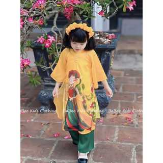 Set bộ áo dài cách tân kèm mấn cho bé diện Tết 10-30kg