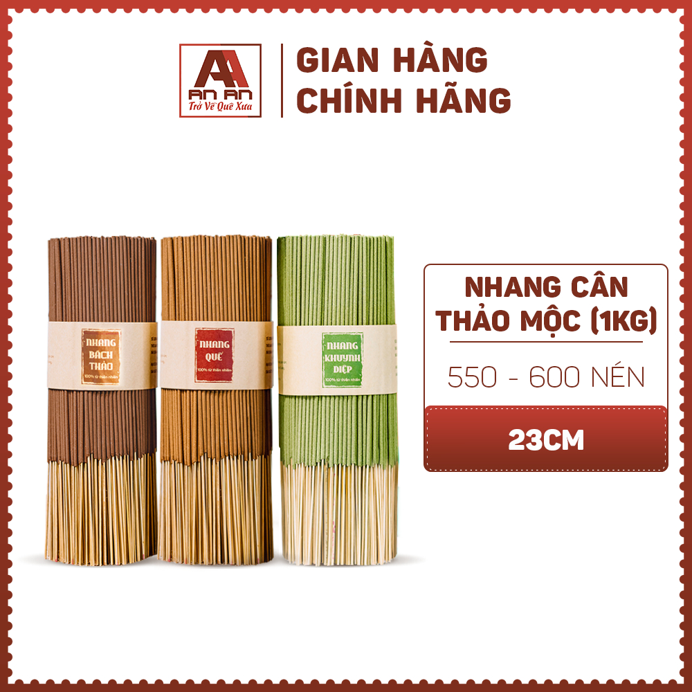 Nhang thơm thảo mộc 23cm (Quế - Diệp - Trầm hương,...) thơm dịu, ít khói, an toàn