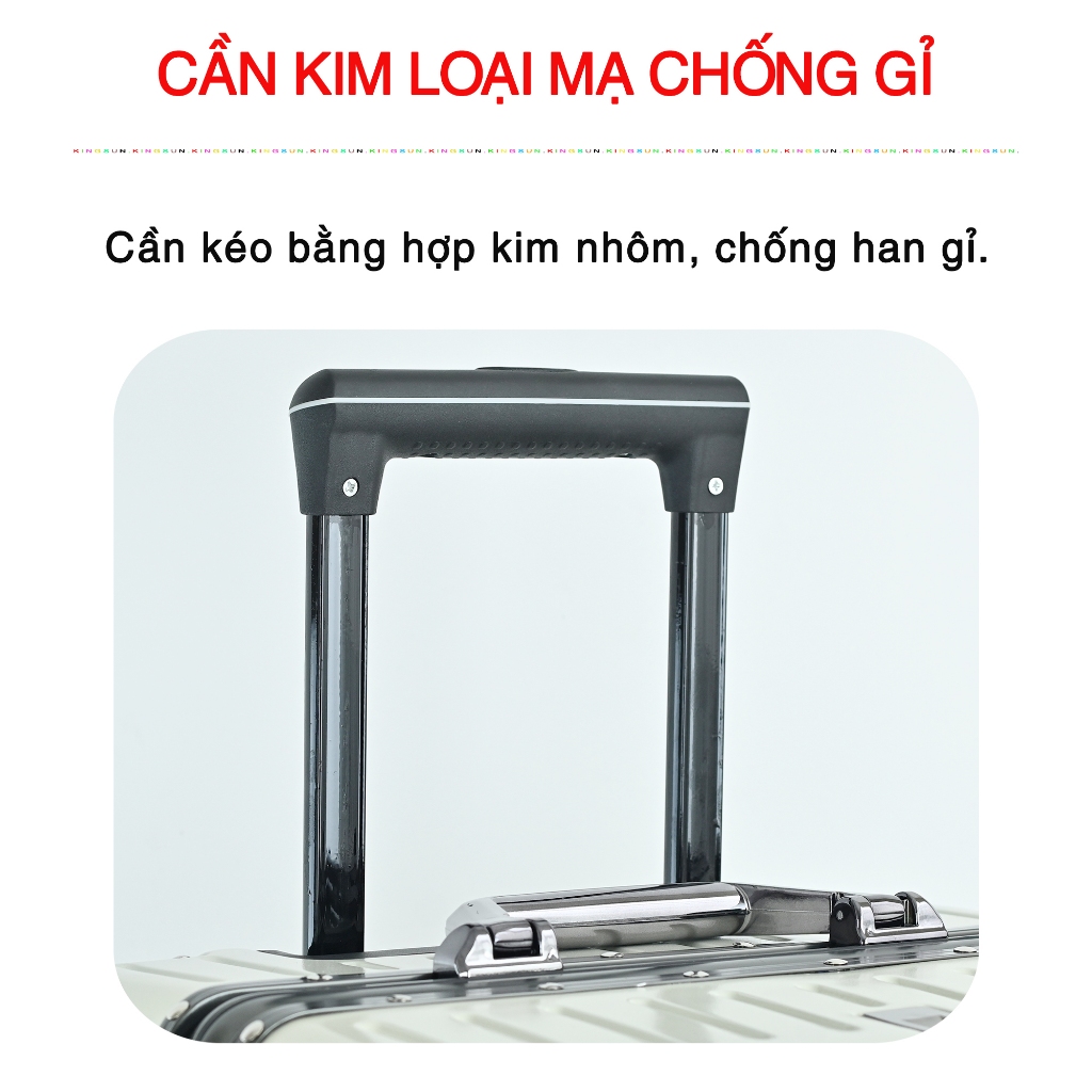 Vali Khung Nhôm Kingsun KS-066 Size 20/24 Khoá Sập Cao Cấp