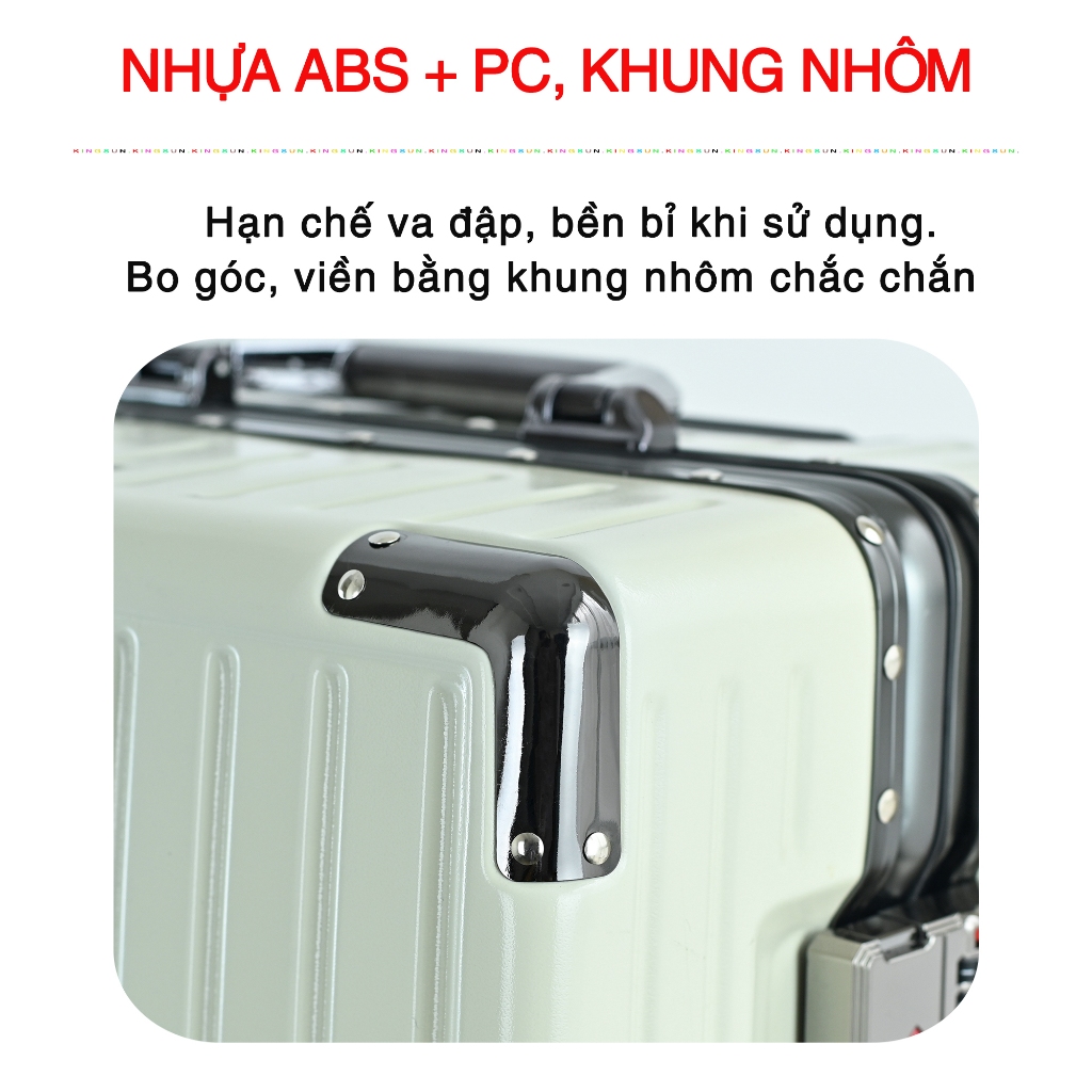 Vali Khung Nhôm Kingsun KS-066 Size 20/24 Khoá Sập Cao Cấp