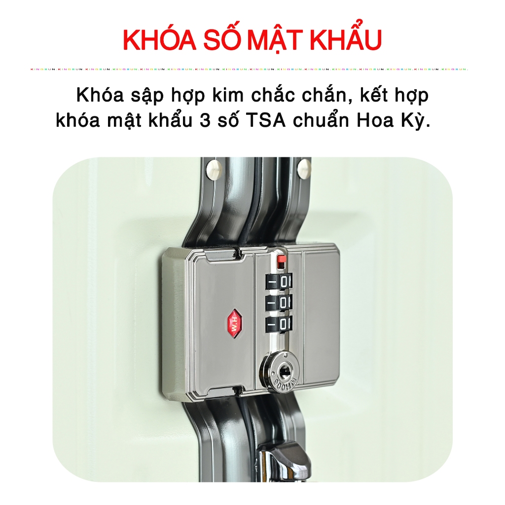 Vali Khung Nhôm Kingsun KS-066 Size 20/24 Khoá Sập Cao Cấp
