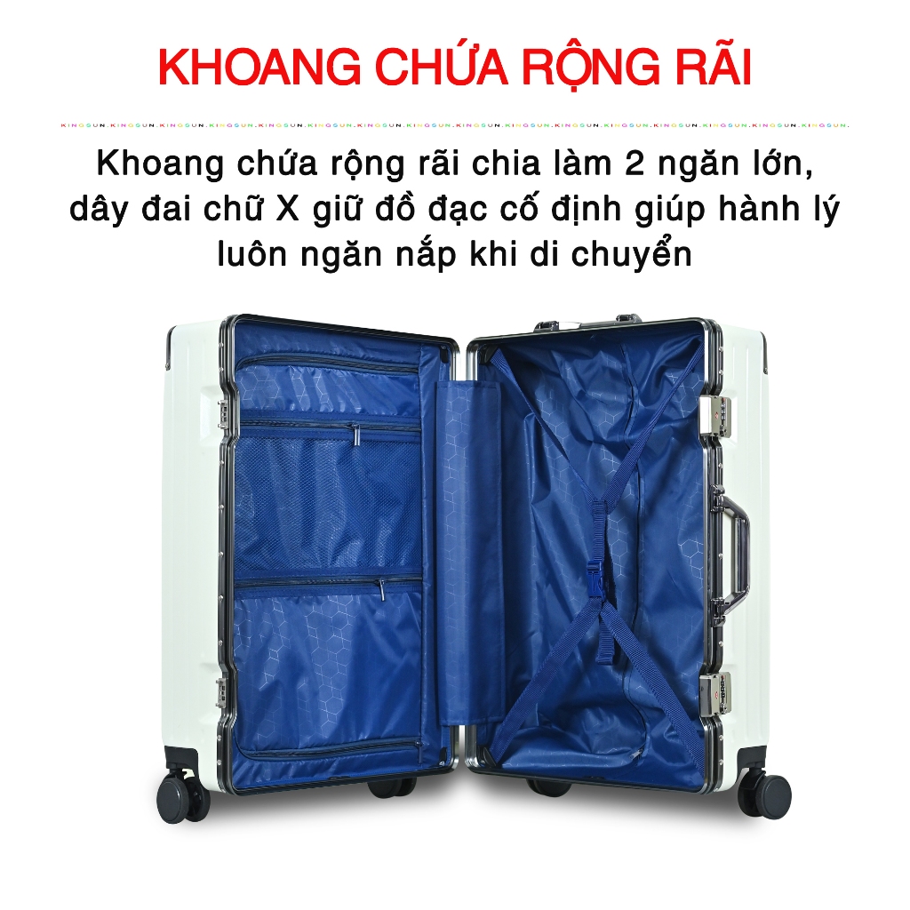 Vali Khung Nhôm Kingsun KS-066 Size 20/24 Khoá Sập Cao Cấp