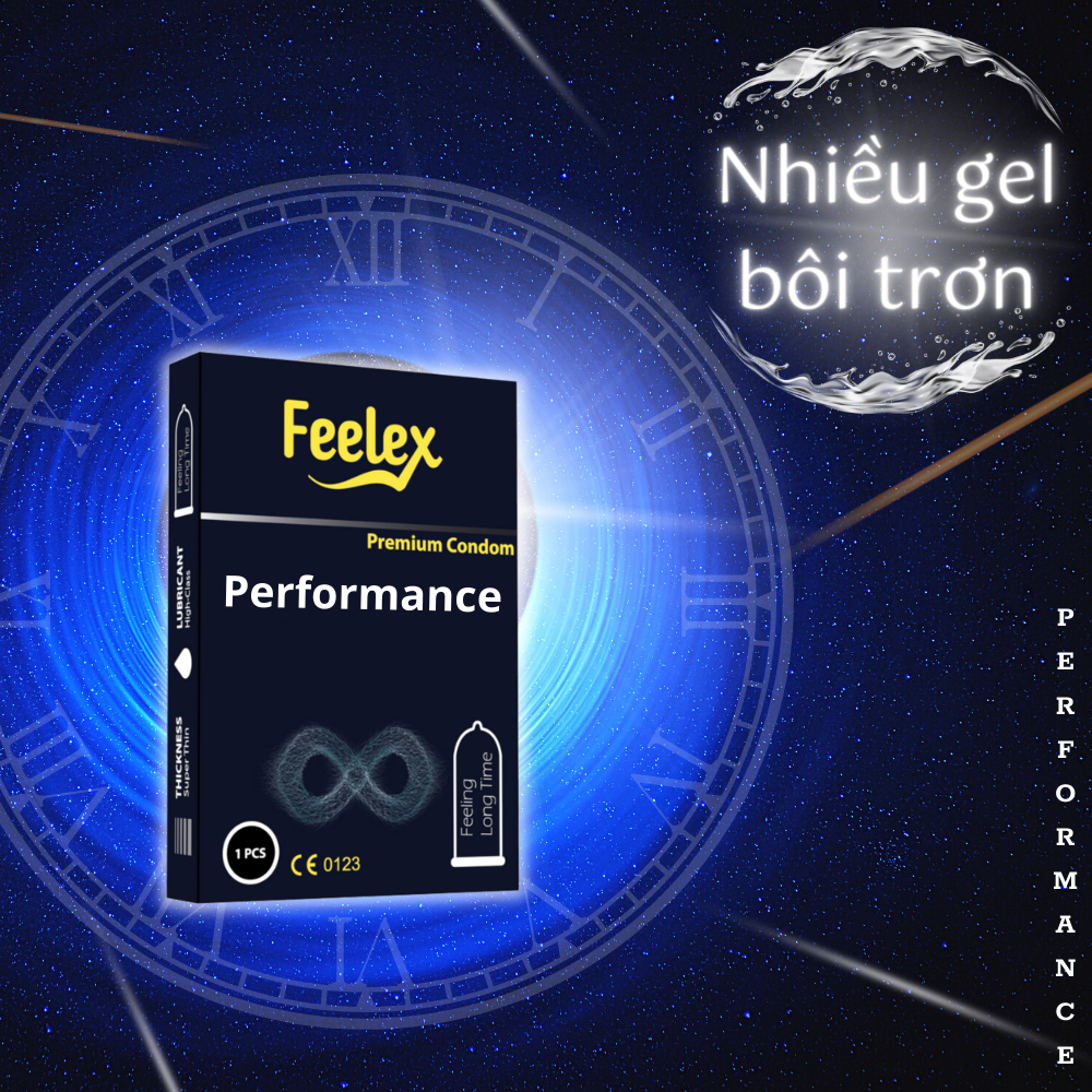 Bao cao su cao cấp Feelex siêu mỏng, gân gai, nhiều gel bôi trơn - hộp 1bcs