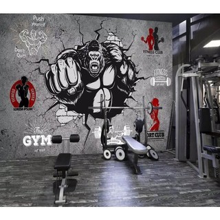 Tranh dán tường 3d trang trí decor phòng gym 9 tranh có sẵn keo dán tiện lợi