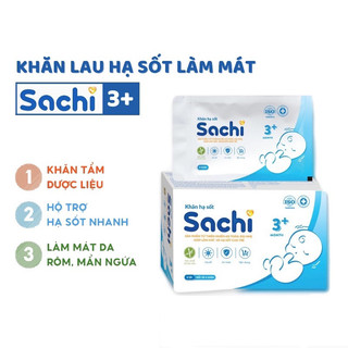 KHĂN LAU HẠ SỐT SACHI,Khăn lau hạ sốt 0m+Giúp hạ nhiệt, giảm sốt, ngăn ngừa co giật