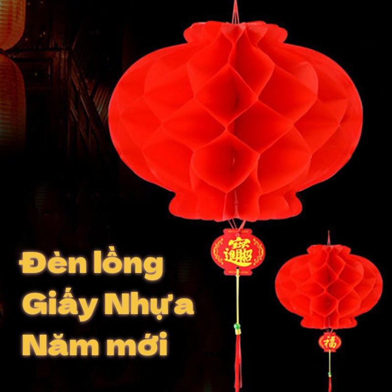 Đèn lồng đỏ Nilon chữ Phúc treo trang trí Lễ Tết - đèn lồng giấy đỏ ni lông - den long treo trần siê