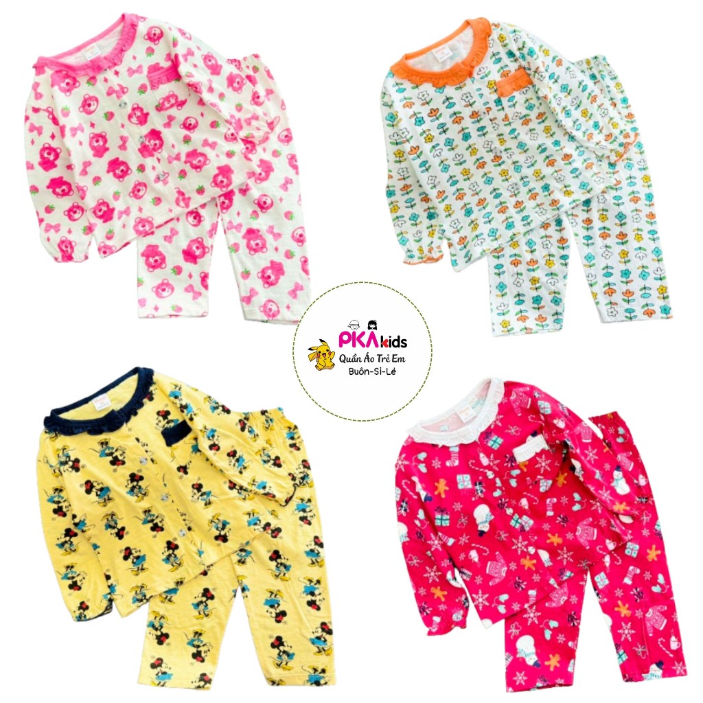 Bộ tay dài quần dài cánh tiên Cotton xuất hàn siêu yêu cho bé gái size nhí 9-21kg-Quần áo trẻ em-Pikakids