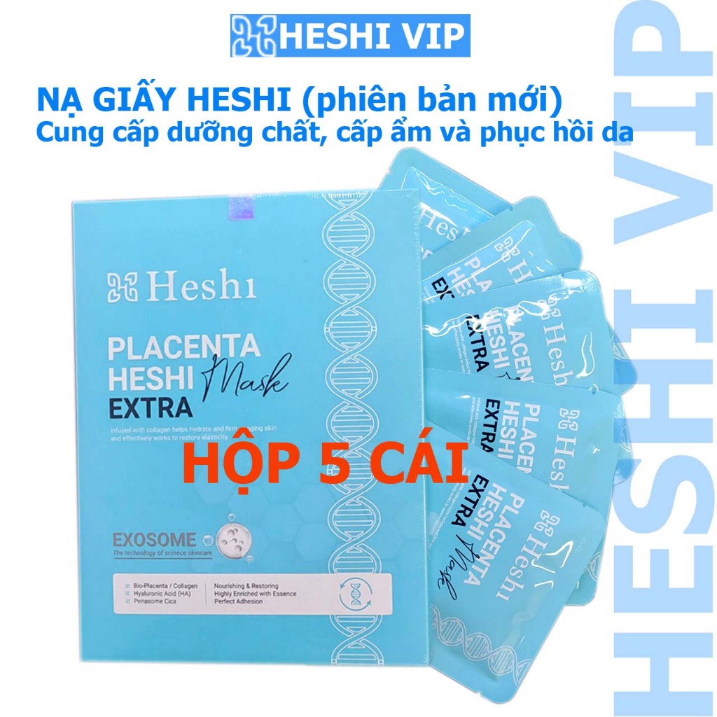 Mặt nạ cấp ẩm phục hồi Placenta Heshi Mask hộp 5 cái chiết xuất nhau thai cừu , Vitamin B5 dưỡng ẩm kích trắng căng bóng