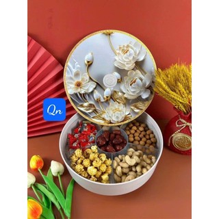 Khay đựng mứt tết, bánh kẹo hoa quả tết hình cánh nơ