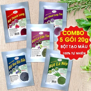 Combo 5 gói bột tạo màu rau củ quả tự nhiên 20gr dùng nấu xôi, làm bánh, tạo màu cho bé ăn dặm